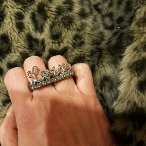 Gunmetal 2 finger love ring.